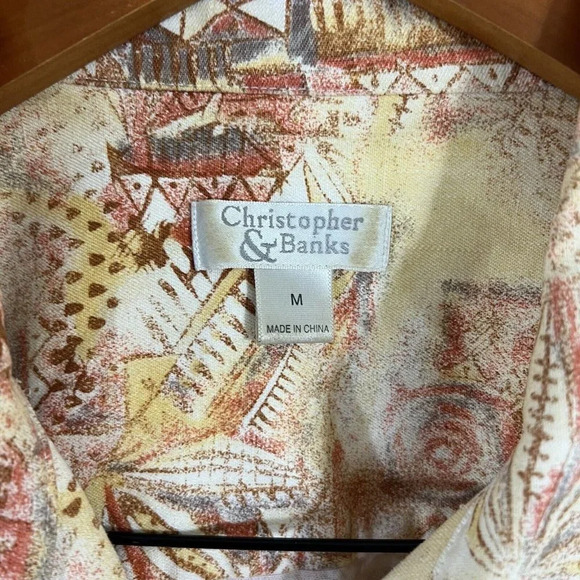 Christoper & Banks Shacket Jacket Shirt Button Up Yellow Rustic Sandy Medium - Picture 7 of 7